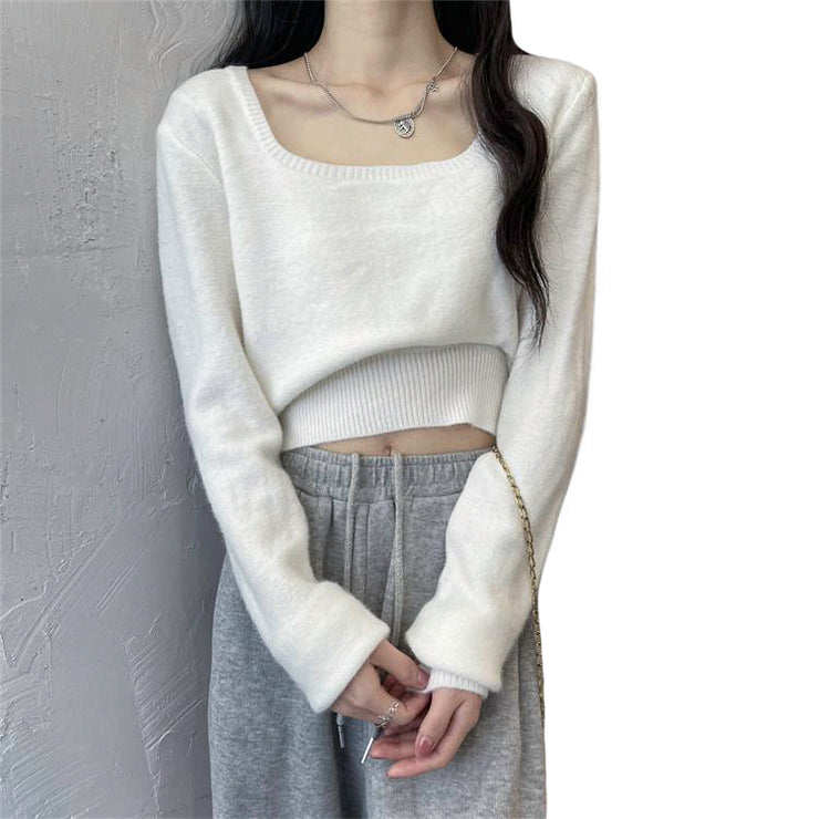 Square Collar Knitted Shirt