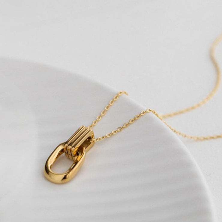 18K Gold Plated Double Ring Pendant Necklace