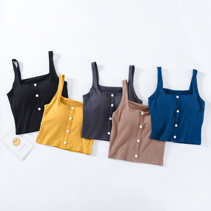 Button-Up Cami Top With Pad